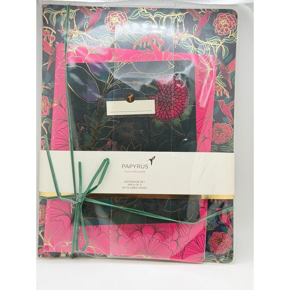 Papyrus Notebook Set Pack Of 3 With Lined Pages Featuring Floral & Hummingbird D
